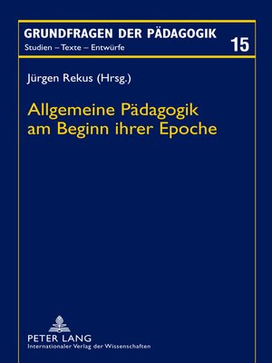 cover image of Allgemeine Pädagogik am Beginn ihrer Epoche